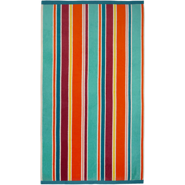 Serviette de plage éponge velours Jacquard Multicolore 100x175 470g/m² - Capsud