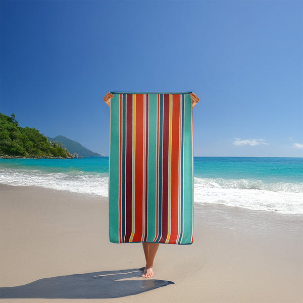 Serviette de plage éponge velours Jacquard Multicolore 100x175 470g/m² - Capsud