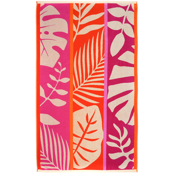 Serviette de plage éponge velours Jacquard Rose 100x175 470g/m² - Chincha