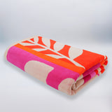 Serviette de plage éponge velours Jacquard Rose 100x175 470g/m² - Chincha