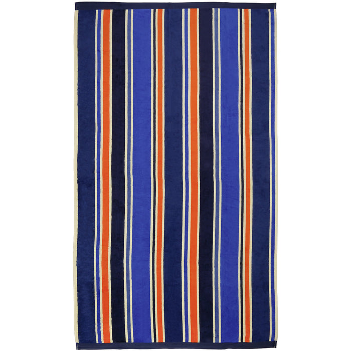 le comptoir de la plage Serviette de plage éponge velours Jacquard Bleu 100x175 470g/m² - Kapados