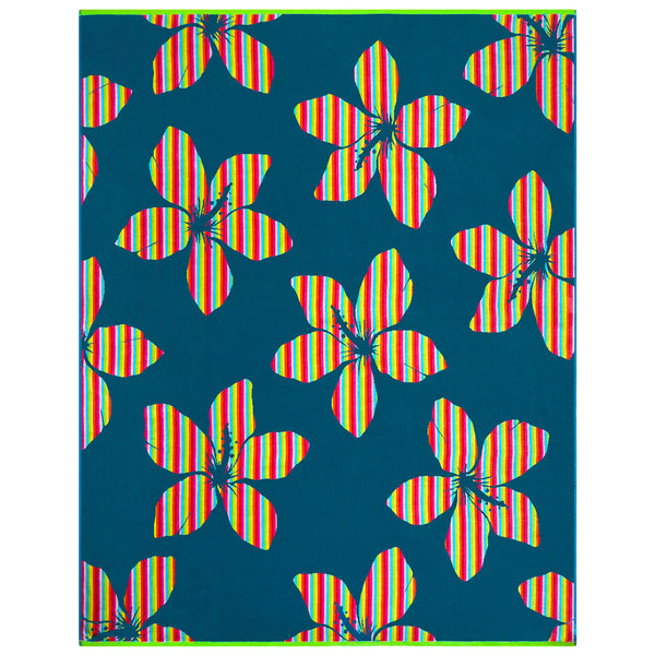 Serviette de plage XL velours Jacquard bleu Yakama - Le Comptoir de la Plage®
