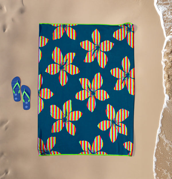 Serviette de plage XL velours Jacquard bleu Yakama - Le Comptoir de la Plage