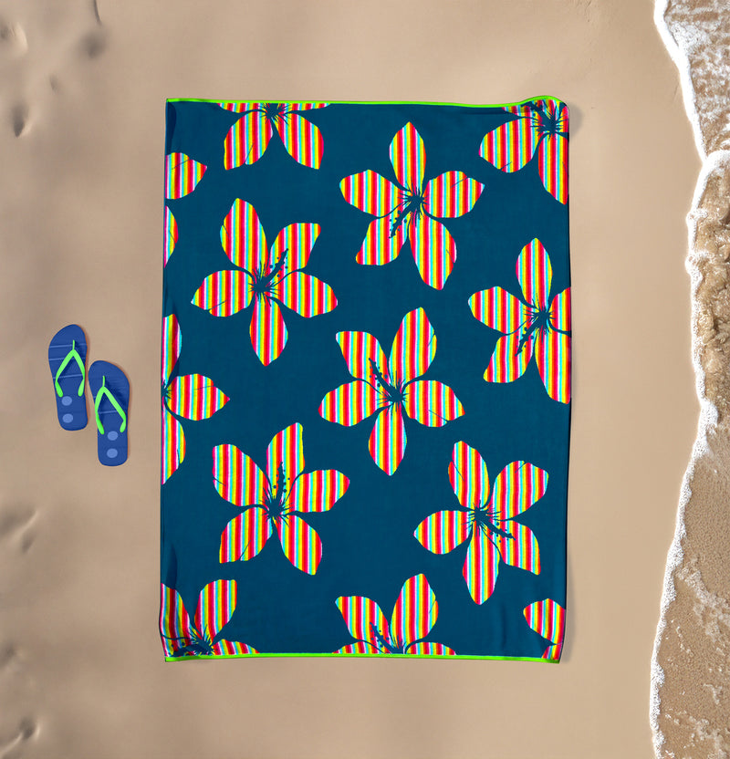 Serviette de plage XL velours Jacquard bleu Yakama - Le Comptoir de la Plage