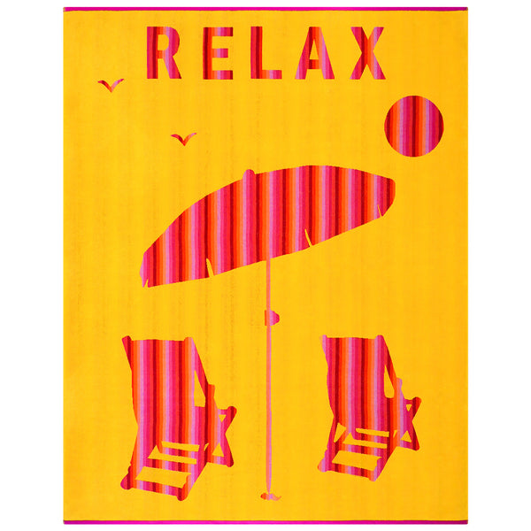Serviette de plage XL velours Jacquard jaune Malta - Le Comptoir de la Plage