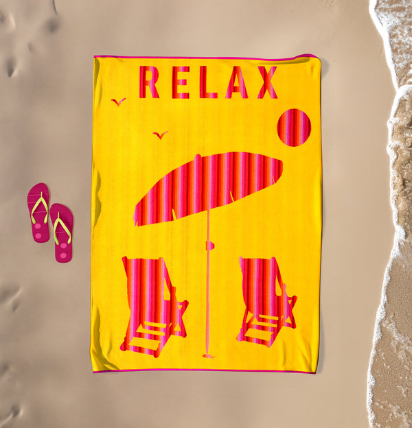 Serviette de plage XL velours Jacquard jaune Malta - Le Comptoir de la Plage
