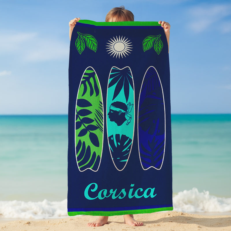 Serviette de plage enfant microfibre Bleu 70x140 250g/m² - Algajola