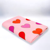 Serviette de plage enfant microfibre Rose 70x140 250g/m² - Coeurs
