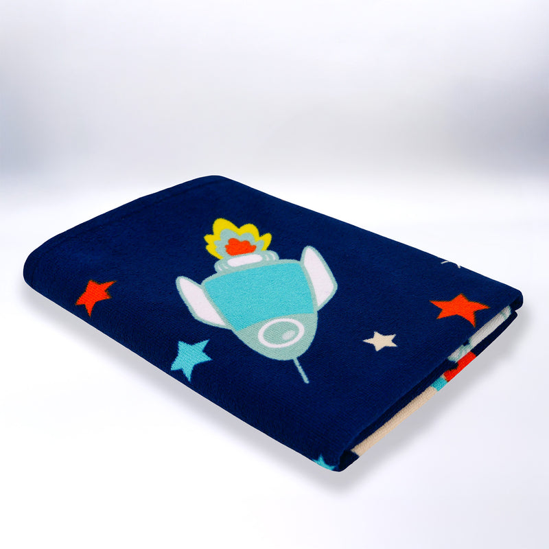 Serviette de plage enfant microfibre Bleu 70x140 250g/m² - Galaxy