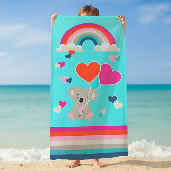 Serviette de plage enfant microfibre Multicolore 70x140 250g/m² - Koala