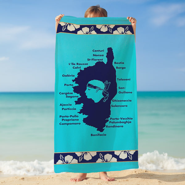 Serviette de plage enfant microfibre Bleu 70x140 250g/m² - Lavezzi