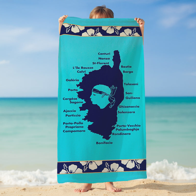Serviette de plage enfant microfibre Bleu 70x140 250g/m² - Lavezzi