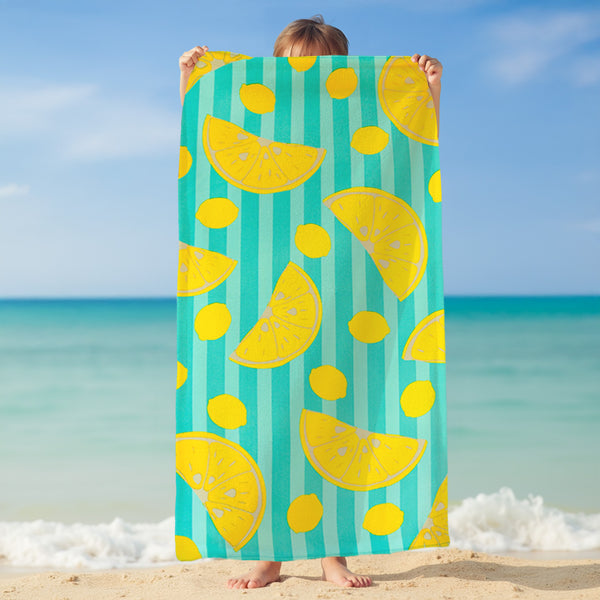 Serviette de plage microfibre Bleu 75x150 220g/m² - Pop-Citron