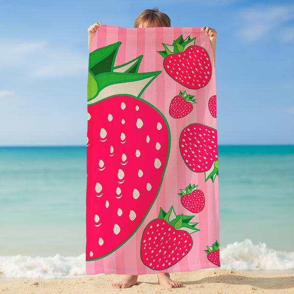 Serviette de plage microfibre Rose 75x150 220g/m² - Pop-Fraise
