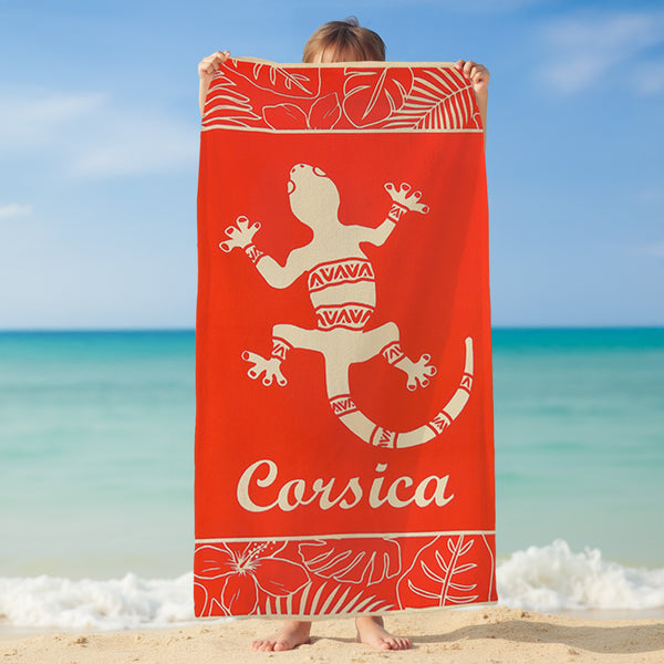 Serviette de plage enfant microfibre Orange 70x140 250g/m² - Tuara
