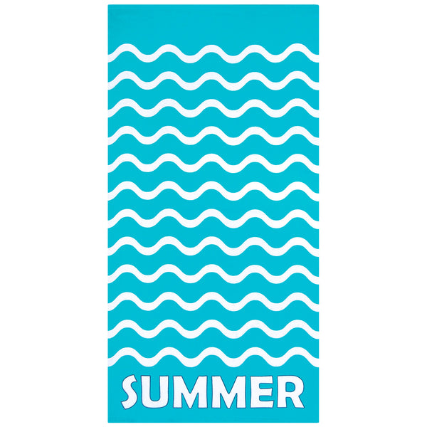 Serviette de plage microfibre Bleu 75x150 220g/m² - Vague-Pop