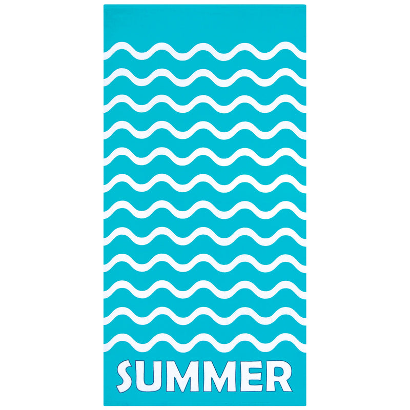 Serviette de plage microfibre Bleu 75x150 220g/m² - Vague-Pop