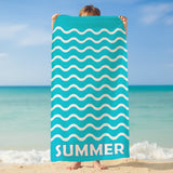 Serviette de plage microfibre Bleu 75x150 220g/m² - Vague-Pop