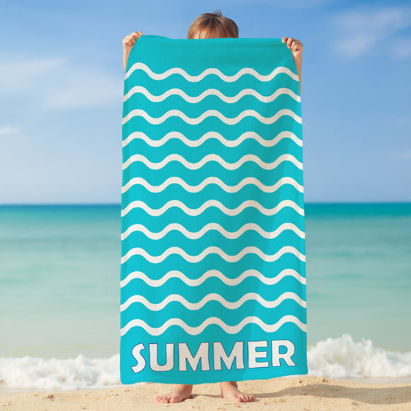 Serviette de plage microfibre Bleu 75x150 220g/m² - Vague-Pop