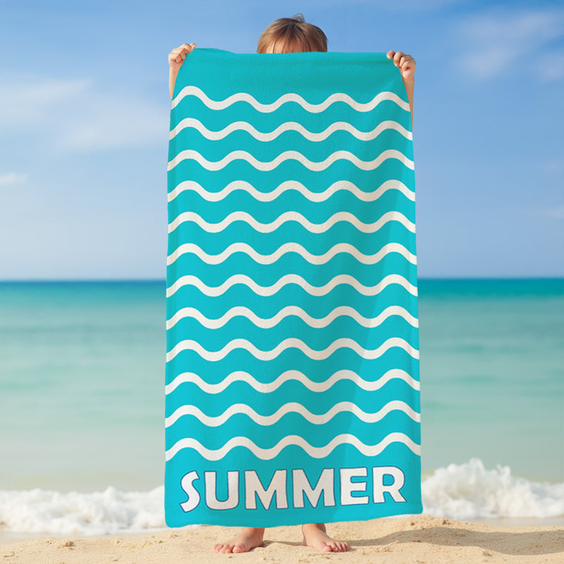Serviette de plage microfibre Bleu 75x150 220g/m² - Vague-Pop