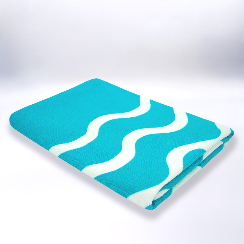 Serviette de plage microfibre Bleu 75x150 220g/m² - Vague-Pop