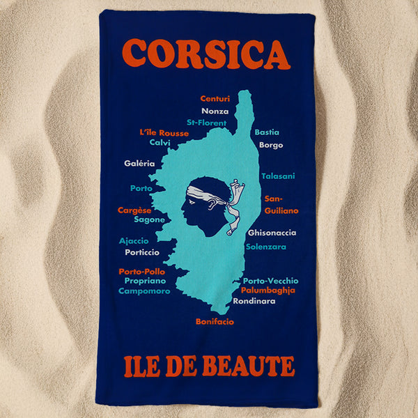 Serviette de plage microfibre Bleu 90x170 250g/m² - Insula