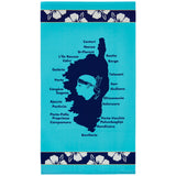 Serviette de plage microfibre Bleu 90x170 250g/m² - Olzo