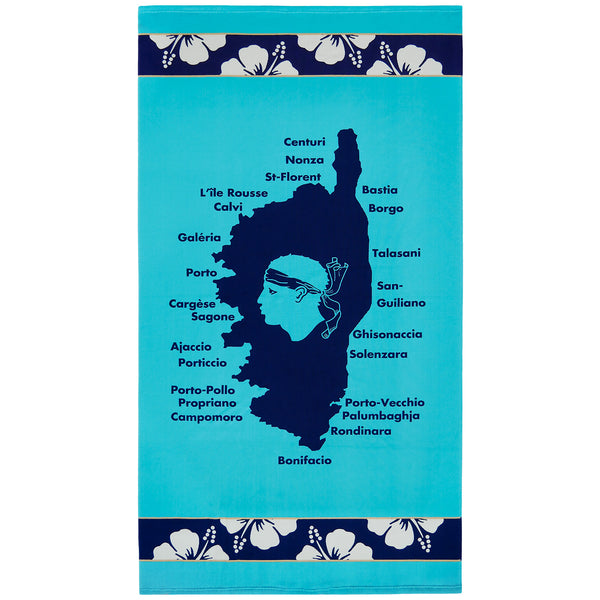 Serviette de plage microfibre Bleu 90x170 250g/m² - Olzo