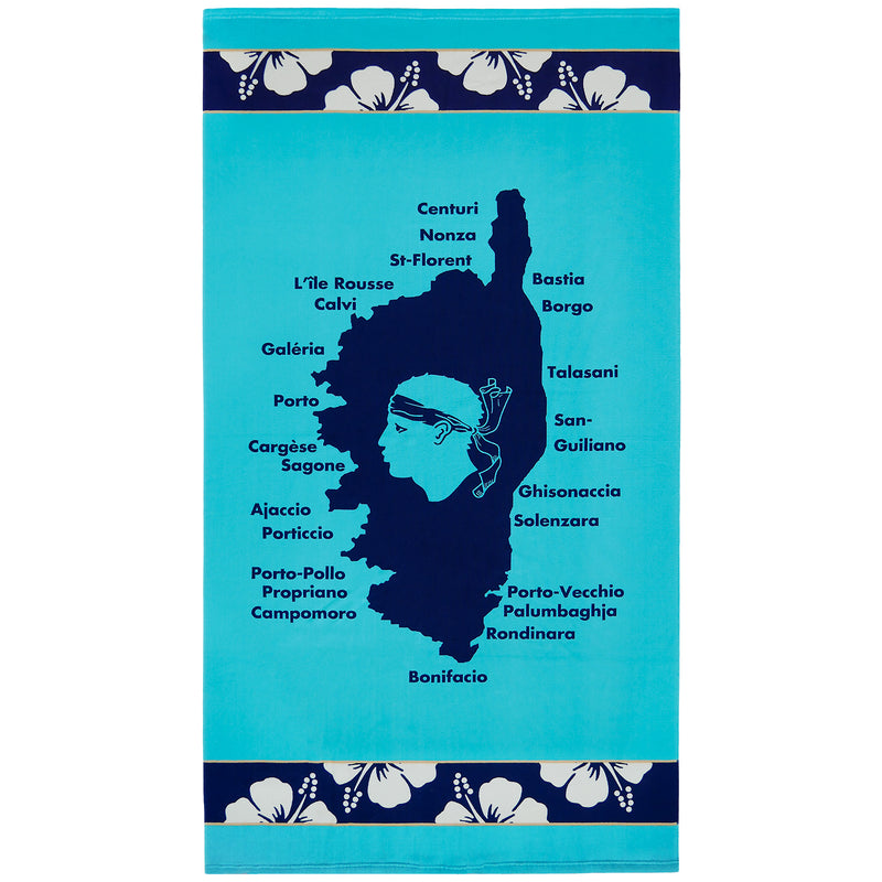 Serviette de plage microfibre Bleu 90x170 250g/m² - Olzo