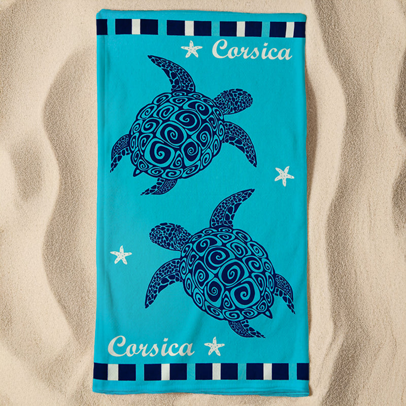 Serviette de plage microfibre Bleu 90x170 250g/m² - Piana