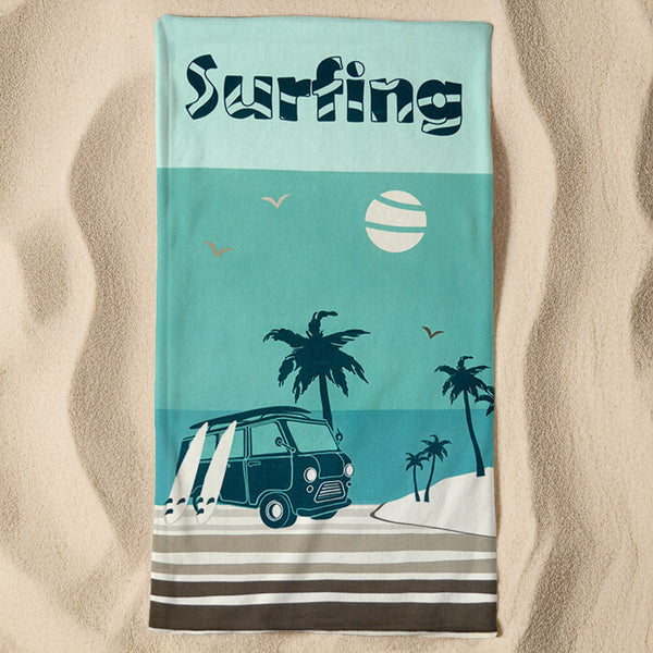 Serviette de plage microfibre Bleu 90x170 220g/m² - Surfango
