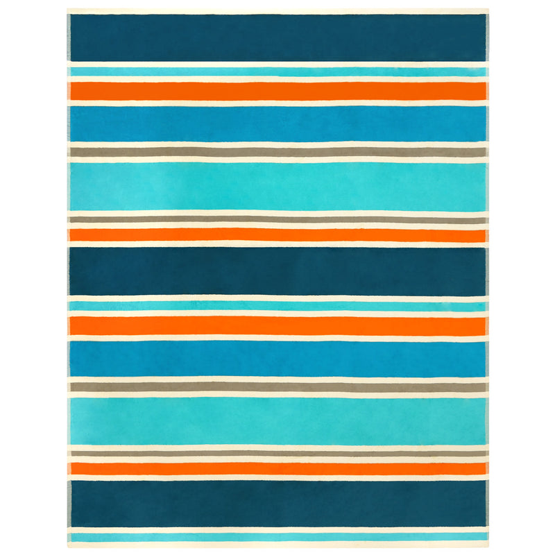 Serviette de plage XL éponge velours Jacquard Bleu 140x180 400g/m² - Cabrera - Le comptoir de la plage