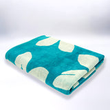 Serviette de plage éponge velours Jacquard Bleu 90x170 400g/m² - Caracol