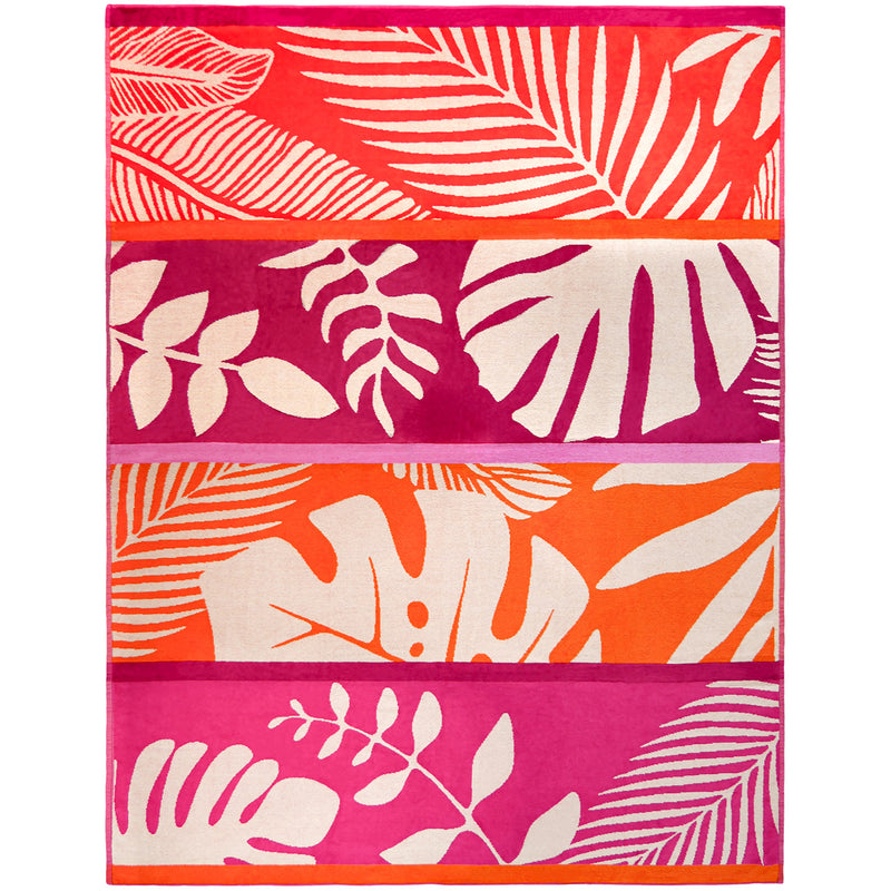 Serviette de plage XL éponge velours Jacquard Rose 140x180 400g/m² - Carlina