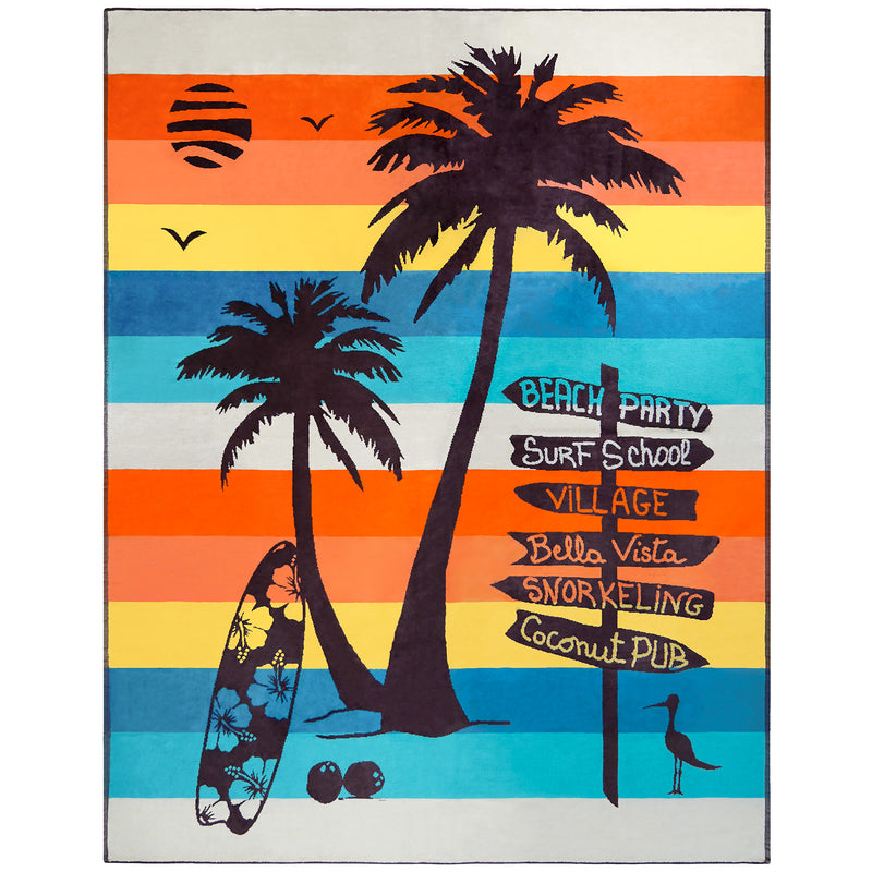 Serviette de plage XL éponge velours Jacquard Multicolore 140x180 400g/m² - Coconut Beach
