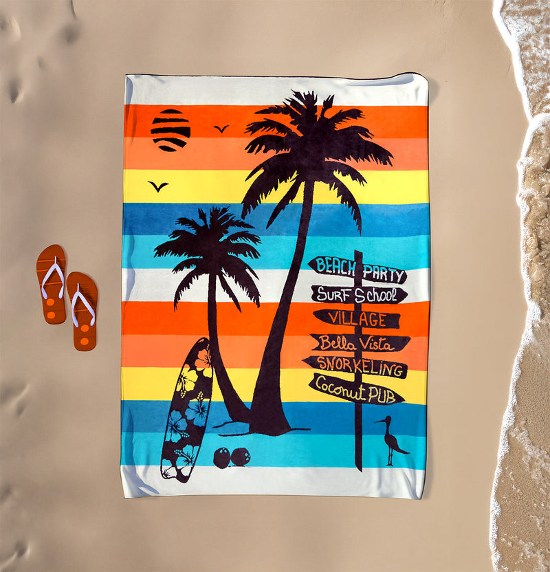Serviette de plage XL éponge velours Jacquard Multicolore 140x180 400g/m² - Coconut Beach