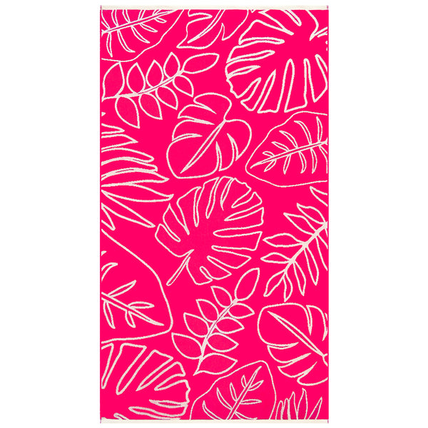 Serviette de plage éponge velours Jacquard Rose 90x170 400g/m² - Colca