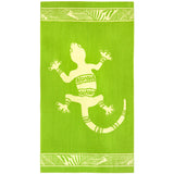 Serviette de plage éponge velours Jacquard vert 90x170cm - Cosmo