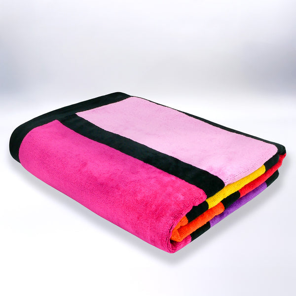 Serviette de plage éponge Velours Jacquard Happy Chic - Taille XL