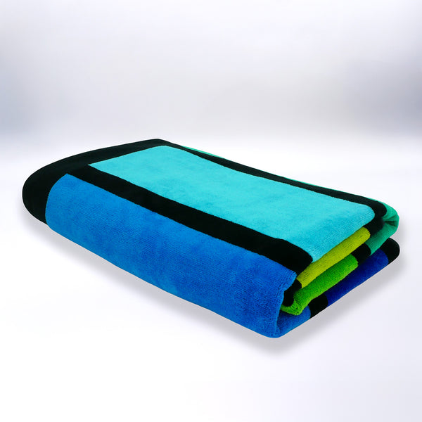 Serviette de plage éponge velours Jacquard Happy Men - Taille L 100x175cm