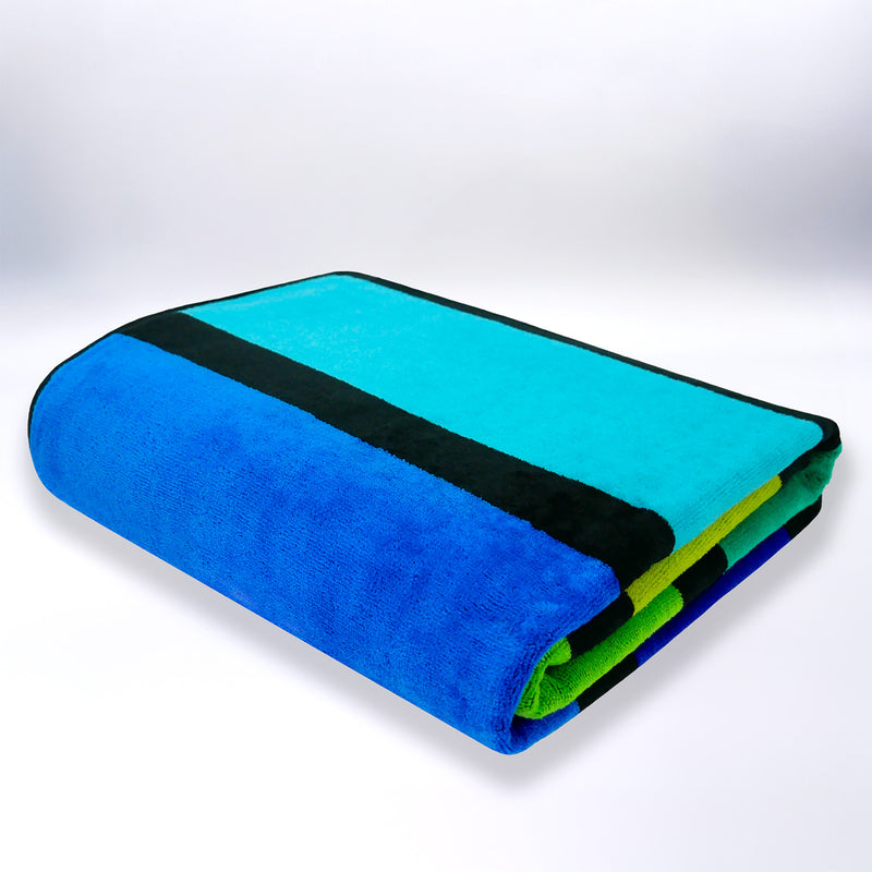 Serviette de plage XL éponge velours Jacquard Vert 140x180 400g/m² - Happy Men XL