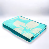 Serviette de plage éponge velours Jacquard Bleu 90x170 400g/m² - Miyako