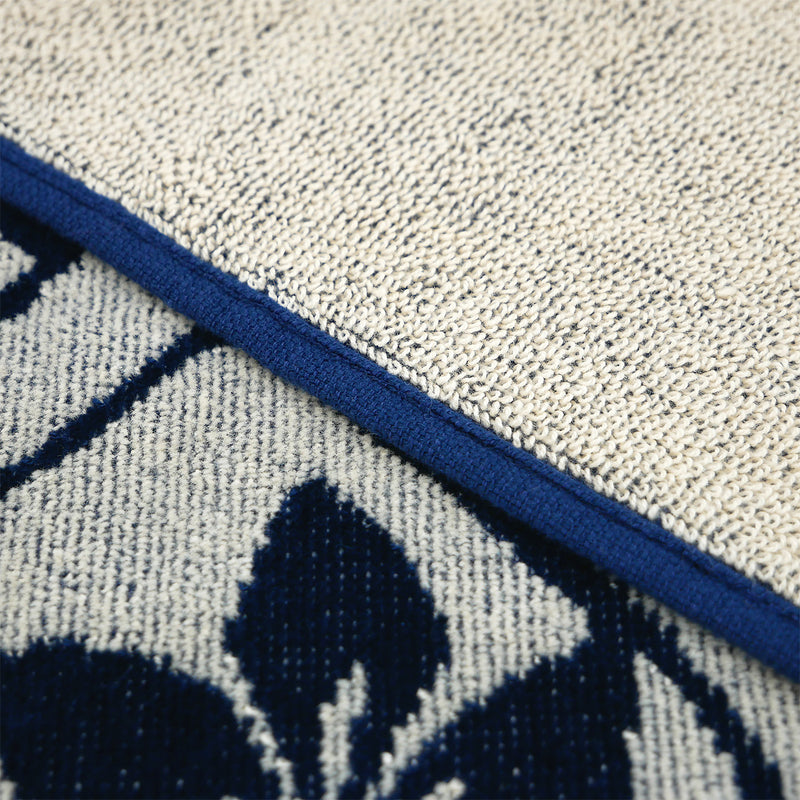 Serviette de plage éponge velours Jacquard Bleu 90x170 400g/m² - Tama