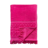 Drap de bain en coton uni Romance fuchsia - Le comptoir de la plage