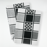 Lot de 2 Duos de torchons assortis bicolores noir Alexandrie 50 x 70