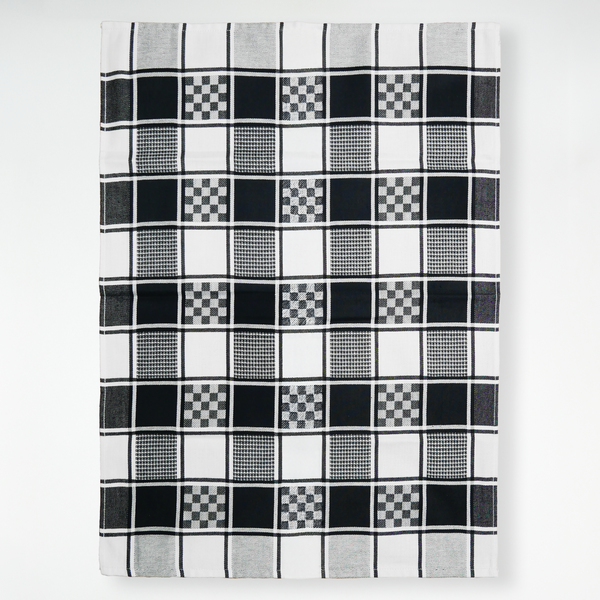 Lot de 2 Duos de torchons assortis bicolores noir Alexandrie 50 x 70