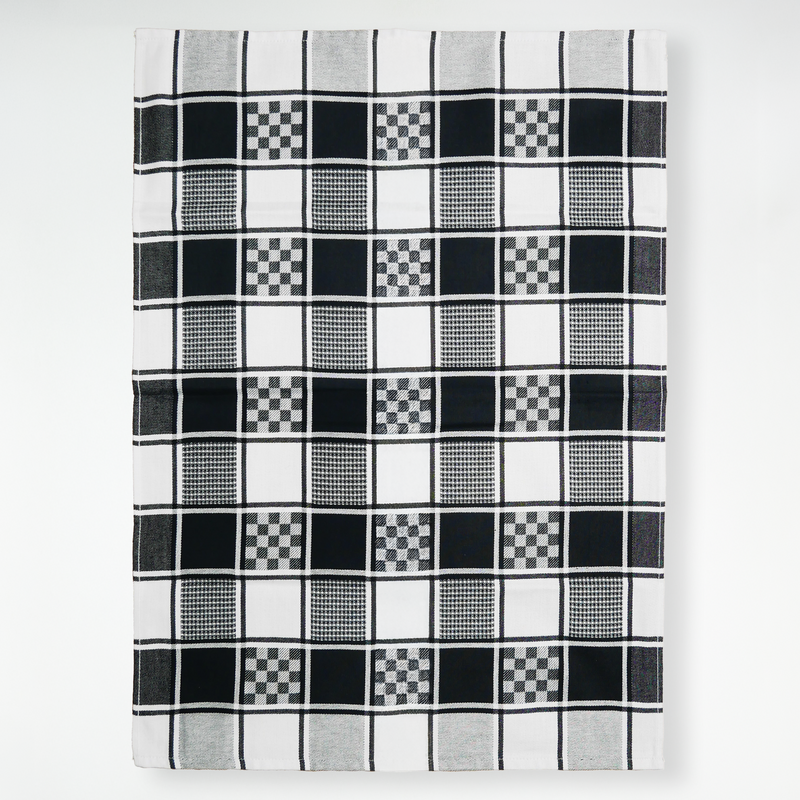 Lot de 2 Duos de torchons assortis bicolores noir Alexandrie 50 x 70