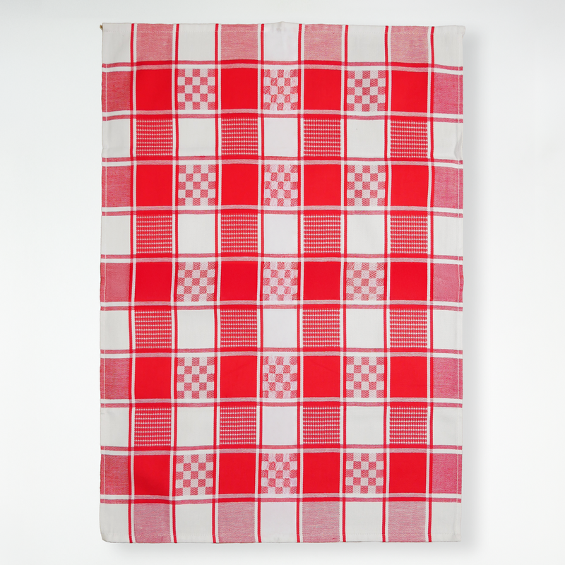 Lot de 2 Duos de torchons assortis bicolores rouge Alexandrie 50 x 70