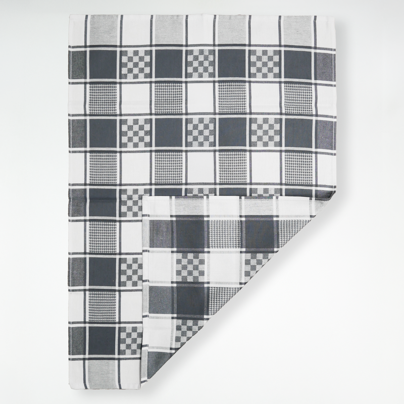 Lot de 2 Duos de torchons assortis bicolores gris Alexandrie 50 x 70