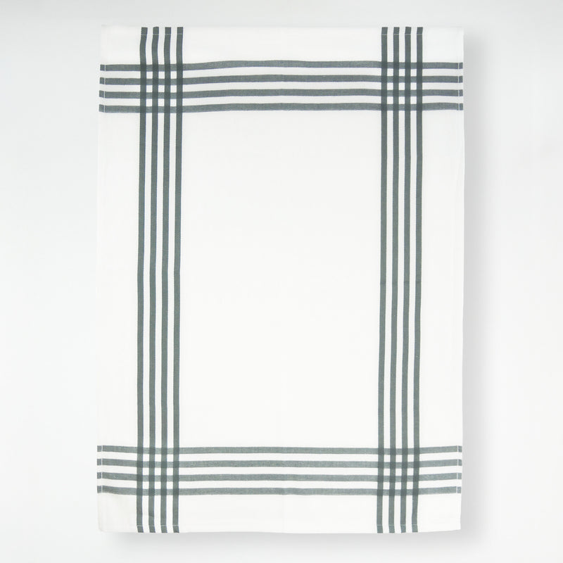 Lot de 2 Duos de torchons assortis bicolores rayés gris 50 x 70